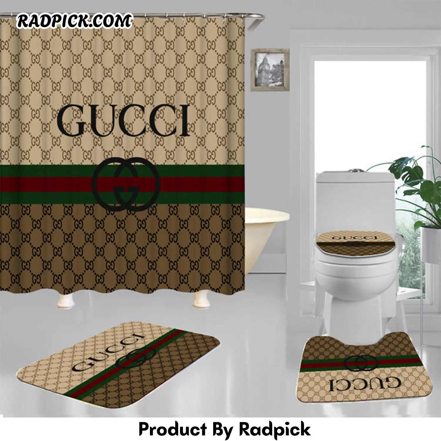 Gucci gc shower curtain waterproof luxury bath mat sets v4  rp387757